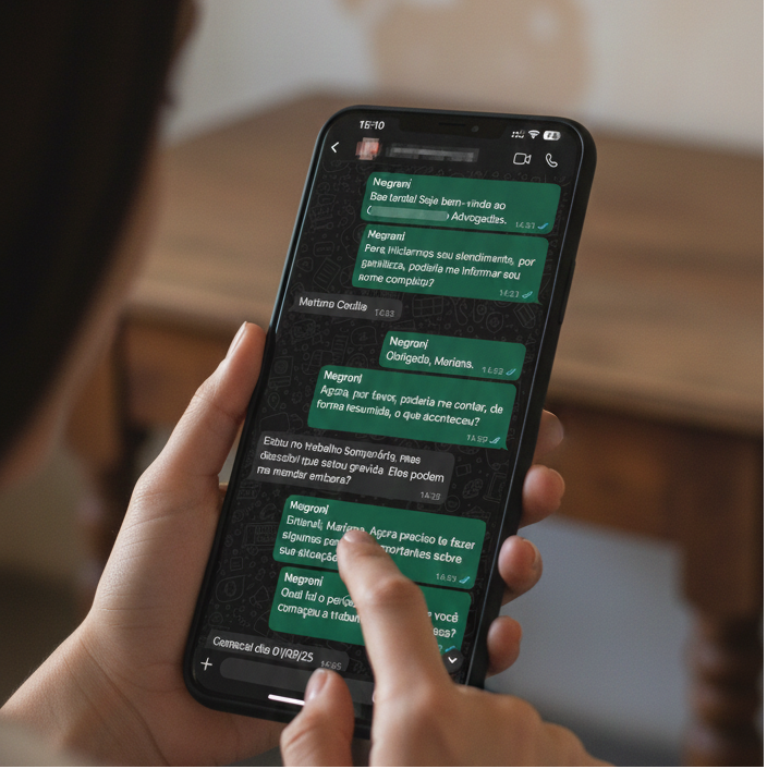 Cliente digitando mensagem no celular